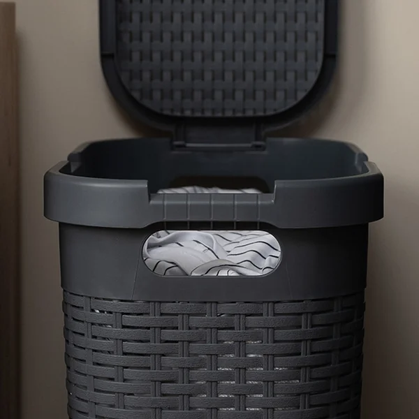 Addis 40 L Slimline Laundry Basket - Dark Grey