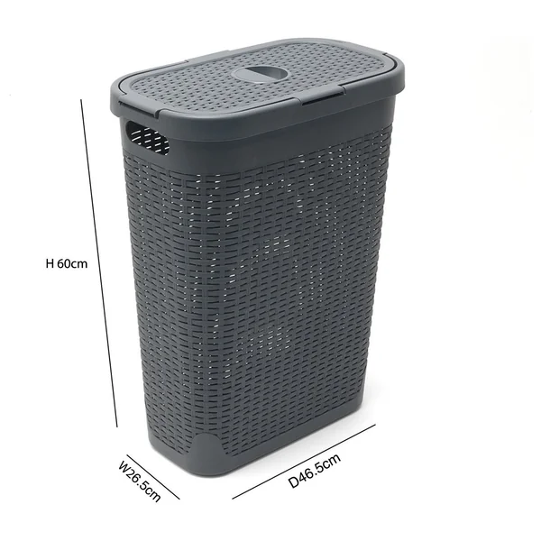 Addis 40 L Slimline Laundry Basket - Dark Grey