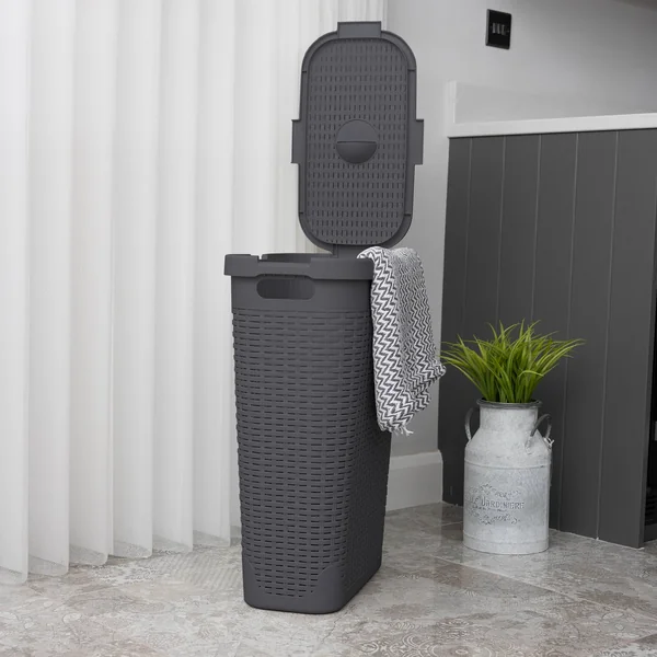 Addis 40 L Slimline Laundry Basket - Dark Grey