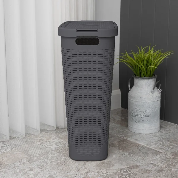 Addis 40 L Slimline Laundry Basket - Dark Grey