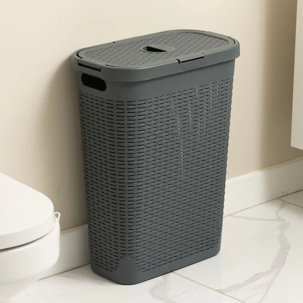 Addis 40 L Slimline Laundry Basket - Dark Grey