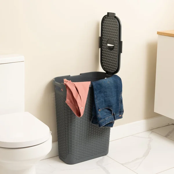Addis 40 L Slimline Laundry Basket - Dark Grey