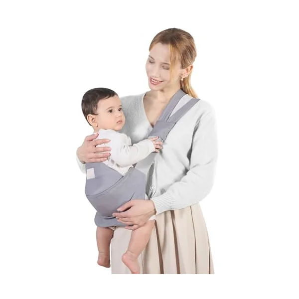 Adjustable Baby Sling with Thick Strap Toddler Carrier 3-36 Months | Fast In & Out, Widened Shoulder, Breathable Cotton, 410g Lightweight, Heavy Duty Double Safety Buckle, Free One Hand for Trip