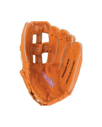 Adult Left Handed Baseball Fielders Glove Tan Vinyl Leather Double Cross Pocket