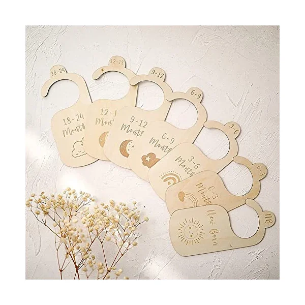Adventure Baby Closet Dividers - Nursery Wooden Organizer by Month, Wardrobe Divider for Newborn Clothes with Separator