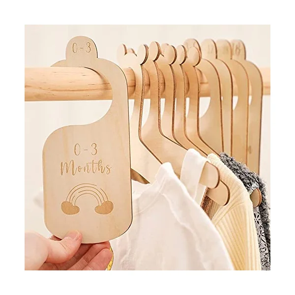 Adventure Baby Closet Dividers - Nursery Wooden Organizer by Month, Wardrobe Divider for Newborn Clothes with Separator