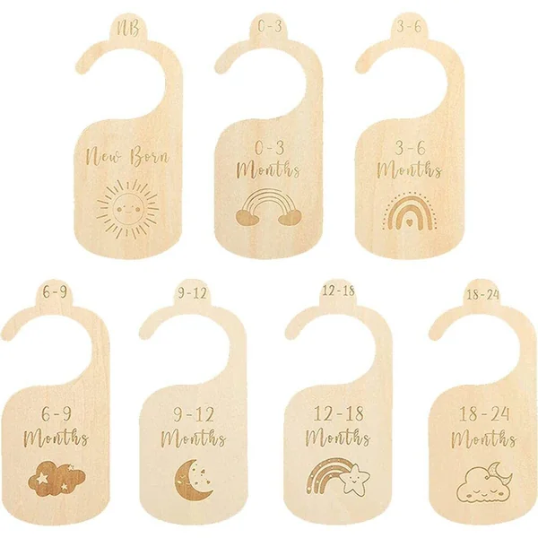 Adventure Baby Closet Dividers - Nursery Wooden Organizer by Month, Wardrobe Divider for Newborn Clothes with Separator