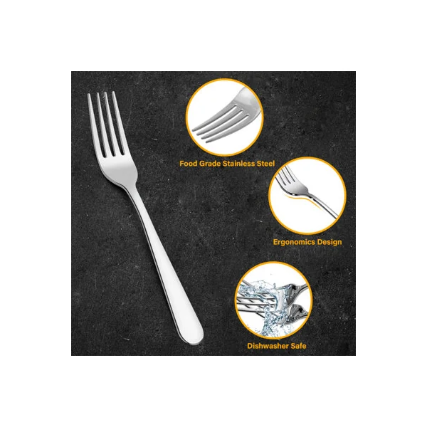 AEX 6-Piece Stainless Steel Dinner Fork Set, Mirror Polish, Strong, Durable Forks for Everyday and Formal Dining Use