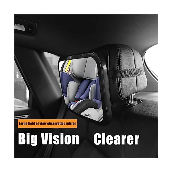 AICEL Baby Car Mirror, Safety Rear Facing Car Seat Mirror for Infant with Extra Wide Clear View, Wide View Shatterproof Adjustable Automotive Mirror, Drive Safe and Monitor Your Child Easily