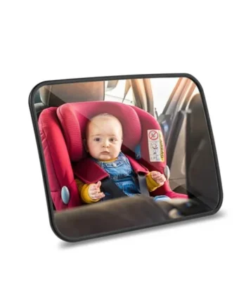 AiQInu Car Mirror Baby Rear View, Baby Car Mirror for Back Seat, 100Percent Shatterproof Car Baby Mirror, Adjustable Straps, Essentials for Newborn and Baby Safety, Schwarz