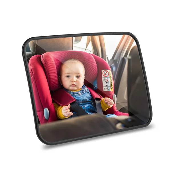 AiQInu Car Mirror Baby Rear View, Baby Car Mirror for Back Seat, 100Percent Shatterproof Car Baby Mirror, Adjustable Straps, Essentials for Newborn and Baby Safety, Schwarz