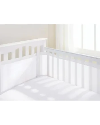 AirflowBaby, Essential 2mm Breathable Mesh Liner For Cots with 120x60cm or 140x70cm Mattress, White, 35cm Tall Style Covers 4 Sides, Non-Padded Single Layer Cot Bumper Alternative, Safety Tested