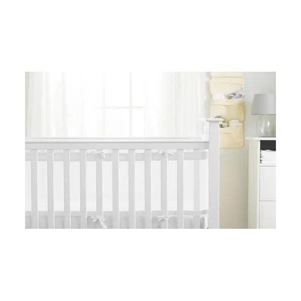 AirflowBaby, Essential 2mm Breathable Mesh Liner For Cots with 120x60cm or 140x70cm Mattress, White, 35cm Tall Style Covers 4 Sides, Non-Padded Single Layer Cot Bumper Alternative, Safety Tested