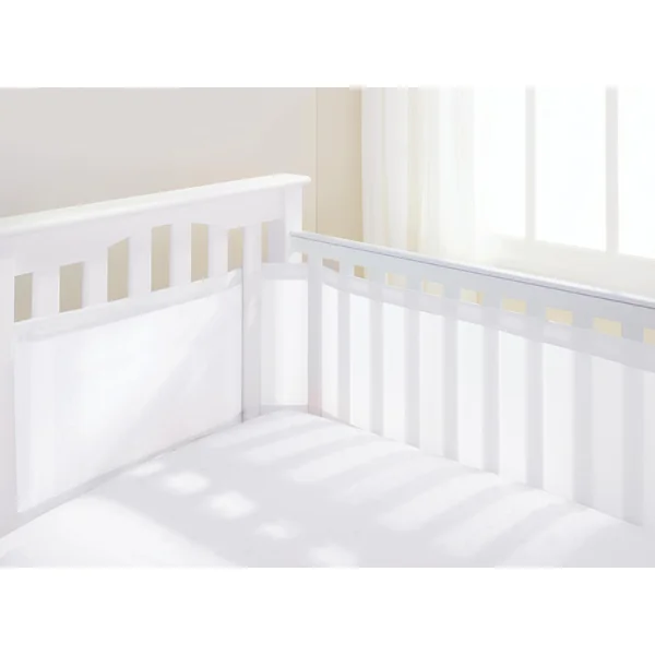 AirflowBaby, Essential 2mm Breathable Mesh Liner For Cots with 120x60cm or 140x70cm Mattress, White, 35cm Tall Style Covers 4 Sides, Non-Padded Single Layer Cot Bumper Alternative, Safety Tested