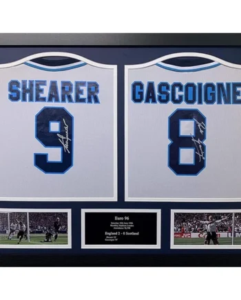 Alan Shearer & Paul “Gazza” Gascoigne Double Signed Framed England Football Shirts