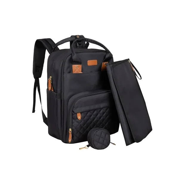 Albert Austin Waterproof Nappy Changing Bag Multifunctional Baby Bag for Mum and Dad Baby Changing Bag with Adjustable Stroller Straps Pacifier Case and Changing Mat Travel Diaper Bag