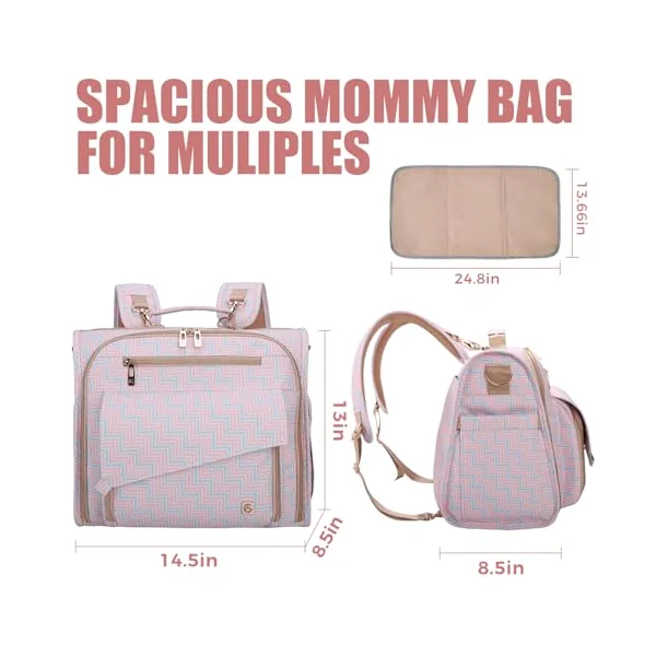 ALLCAMP Diaper Bag Large, Support Baby Stroller, Converted Into a Tote Bag