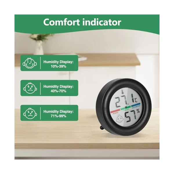 ALLOMN Room Thermometer, 2Pack Indoor Thermometer Hygrometer Mini Digital Temperature Humidity Meter Gauge Monitor LCD Display Celsius for Home Greenhouse Baby Office Garden Cellar (Black)