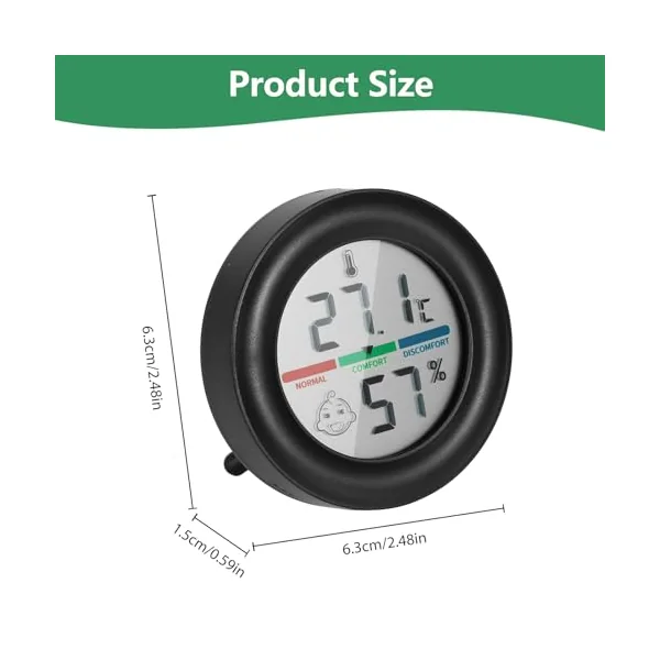 ALLOMN Room Thermometer, 2Pack Indoor Thermometer Hygrometer Mini Digital Temperature Humidity Meter Gauge Monitor LCD Display Celsius for Home Greenhouse Baby Office Garden Cellar (Black)
