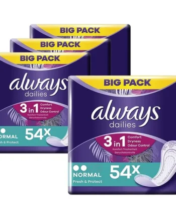 Always Daily Fresh Odour Lock Liners 54s - Normal x4