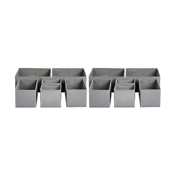 Amazon Basics Clothes Organiser for Wardrobe, Collapsible Colthes Drawer Organiser/Dividers, for Wardrobe Bedroom or Kitchen, Set of 6, Grey (Pack of 2)