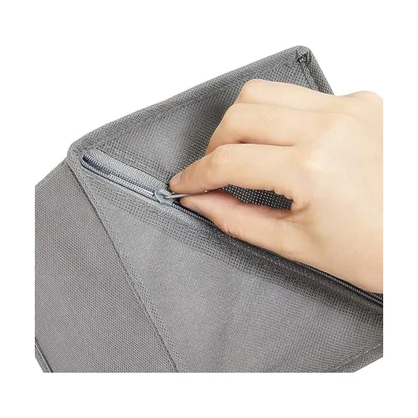 Amazon Basics Clothes Organiser for Wardrobe, Collapsible Colthes Drawer Organiser/Dividers, for Wardrobe Bedroom or Kitchen, Set of 6, Grey (Pack of 2)