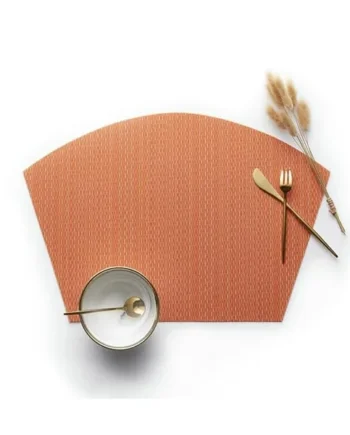 AMDXD Christmas Place Mat Sector Set of 2, 70% Vinyl 30% Polyester Place Mat Boho Style Sector Plain Non-Slip Table Mat Dining Table Orange for Home Restaurant 45 x 30 cm
