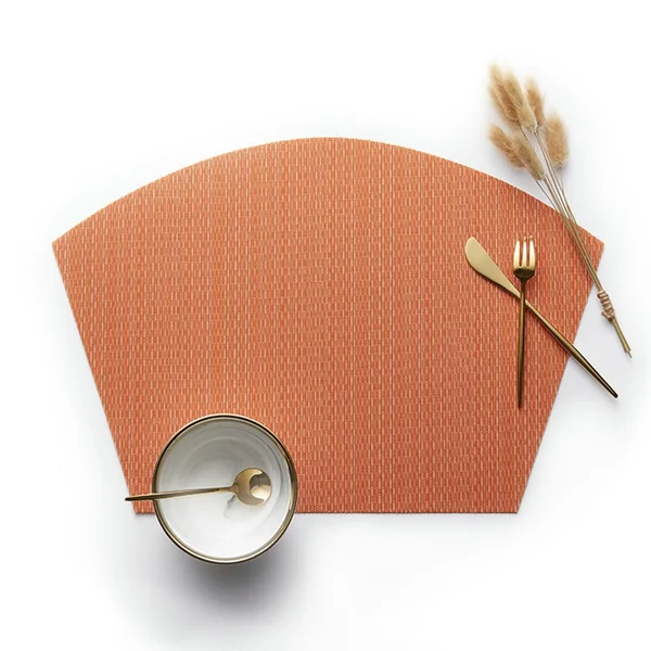 AMDXD Christmas Place Mat Sector Set of 2, 70% Vinyl 30% Polyester Place Mat Boho Style Sector Plain Non-Slip Table Mat Dining Table Orange for Home Restaurant 45 x 30 cm
