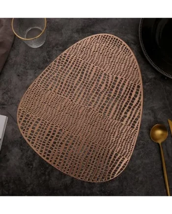 AMDXD Pack of 10 Vintage Place Mats PVC Hollow Water Drop Pattern Boho Washable Place Mats Square for Kitchen Restaurant Hotel Rose Gold 30 x 42 cm