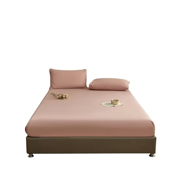AMDXD Rose Bed Sheet 200 x 220 cm Protection, Fitted Sheet Topper Plain Wrinkle Resistant and Fading, Cotton Bed Sheet Cover for Box Spring Bed and Water Bed