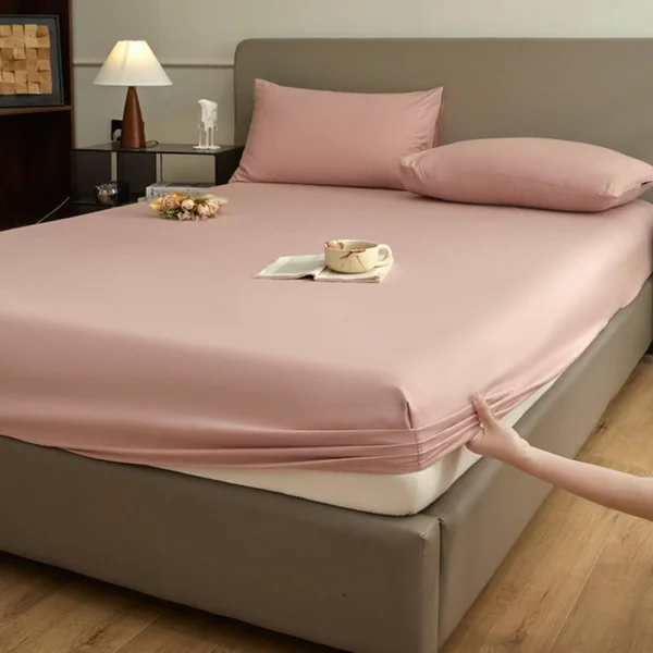 AMDXD Rose Bed Sheet 200 x 220 cm Protection, Fitted Sheet Topper Plain Wrinkle Resistant and Fading, Cotton Bed Sheet Cover for Box Spring Bed and Water Bed