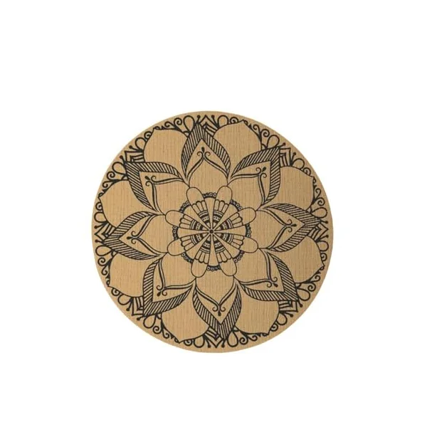 AMDXD Set of 4 Elegant Round Place Mats, 70% PVC + 30% PET Place Mats, Boho Round with Mandala Pattern, Non-Slip, Table Coasters, Coffee Table, Black for Home, Restaurant, Dining Table, Place Mats, 38