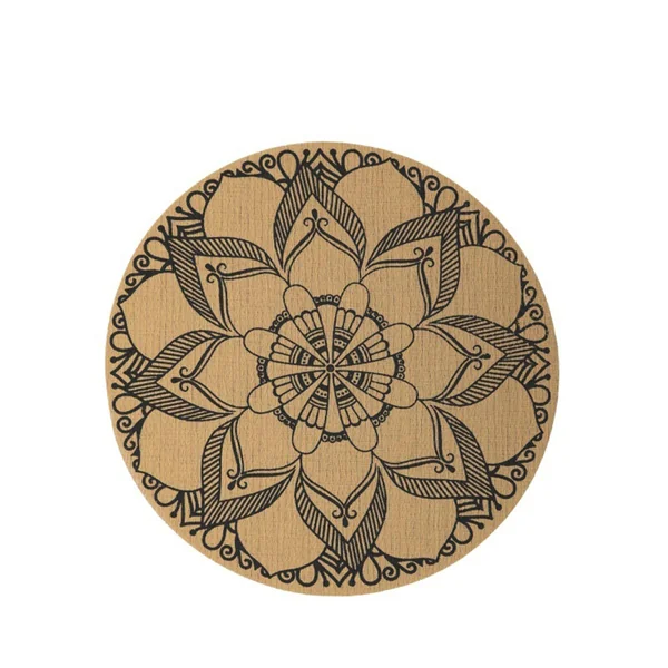 AMDXD Set of 4 Elegant Round Place Mats, 70% PVC + 30% PET Place Mats, Boho Round with Mandala Pattern, Non-Slip, Table Coasters, Coffee Table, Black for Home, Restaurant, Dining Table, Place Mats, 38
