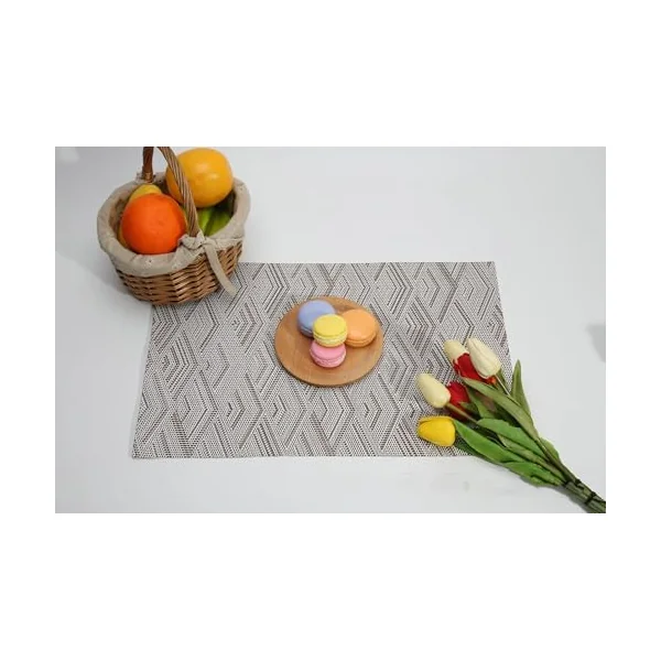 AMDXD Set of 4 Place Mats Christmas Natural Square, 70% PVC + 30% PET Place Mats, Washable, Vintage Jacquard with Diamond-Shaped Pattern, Heat-Resistant, Table Coasters Christmas Coffee, 45 x 30 cm