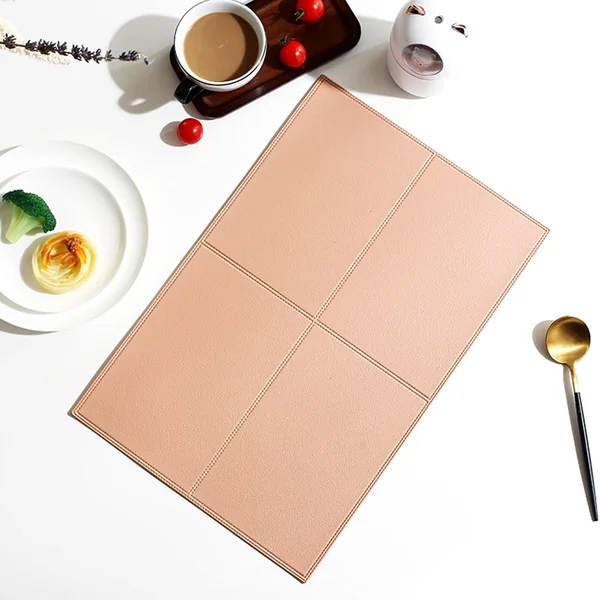 AMDXD Set of 6 Placemats with Motif, Table Mats Set PU Leather Plain Rectangular Texture Washable Place Mats Square for Home Dining Table, Rose, 30 x 45 cm