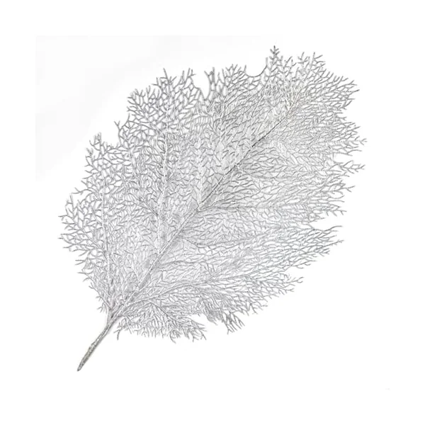 AMDXD Wipe Clean Place Mat 37 x 57 cm, PVC Coral Branch Pattern Washable with Motif Square Place Mats for Home Restaurant, Silver, 4 Pieces