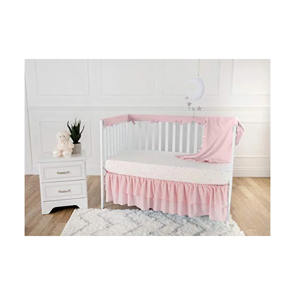 American Baby Company 100% Natural Cotton Fitted Crib Sheet 52" x 28" - Soft, Breathable, Hypoallergenic & Gentle Toddler Bed Sheet, Pink Stars and Moon, Neutral for Boys & Girls