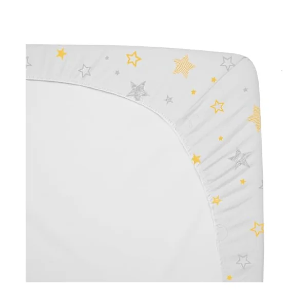 American Baby Company 3 Pack 100% Natural Cotton Fitted Crib Sheets, 52" x 28" Standard Size, Soft Breathable Hypoallergenic Toddler Bed Sheets, Yellow Star/Yellow/Gray, Neutral for Boys & Girls