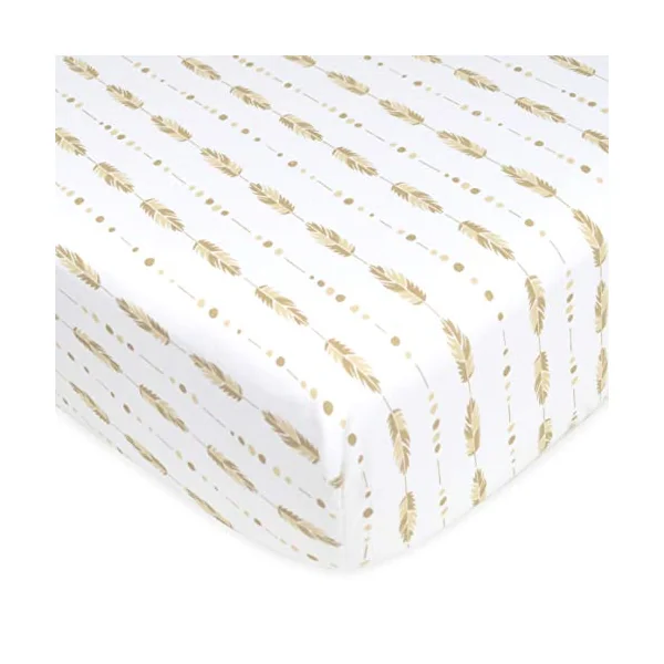American Baby Company Fitted Crib Sheet 28" x 52", Soft Breathable Neutral 100% Cotton Jersey Sheet, Feather, for Boys and Girls, Fits Crib and Toddler Bed mattresses