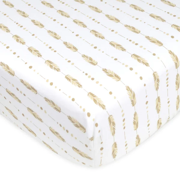 American Baby Company Fitted Crib Sheet 28" x 52", Soft Breathable Neutral 100% Cotton Jersey Sheet, Feather, for Boys and Girls, Fits Crib and Toddler Bed mattresses