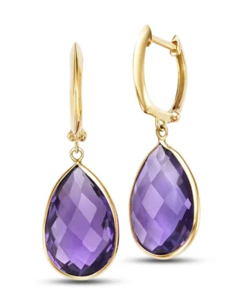 Amethyst Earrings, 14ct Yellow Gold