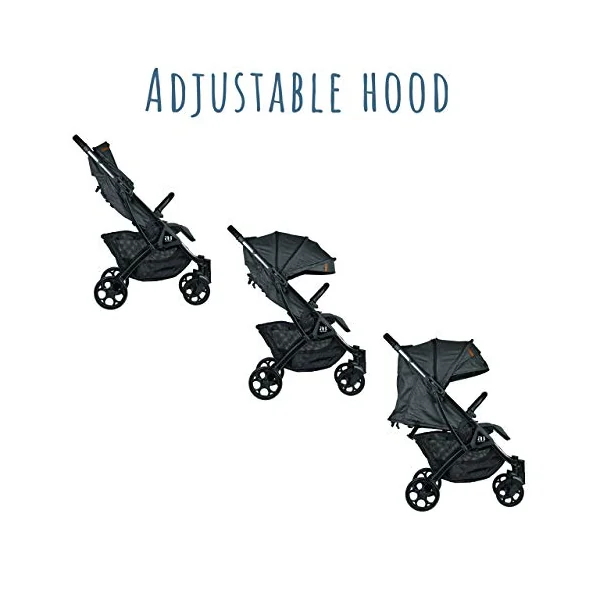 Amonev Lightweight Stroller, Premium Compact Travel Stroller. Fully Reclining Seat Suitable for Toddlers and Children (Dark Grey), 1 Count (Pack of 1)