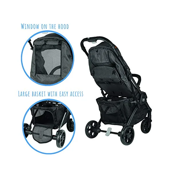 Amonev Lightweight Stroller, Premium Compact Travel Stroller. Fully Reclining Seat Suitable for Toddlers and Children (Dark Grey), 1 Count (Pack of 1)