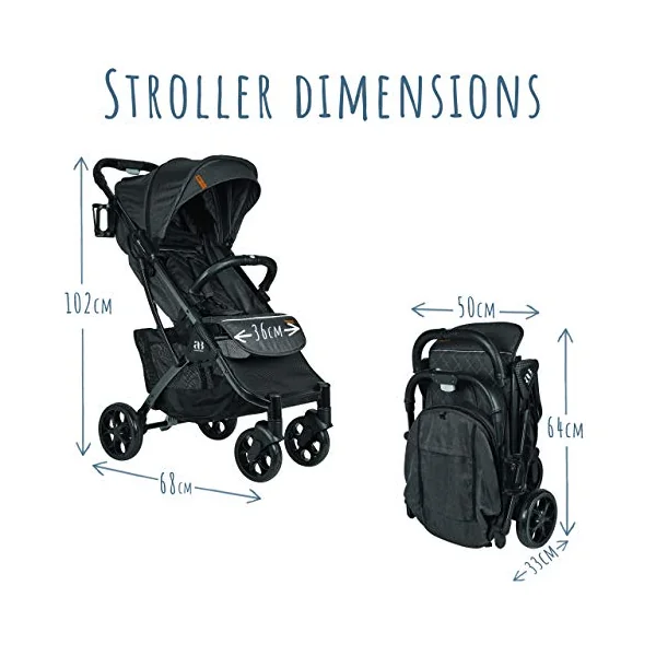 Amonev Lightweight Stroller, Premium Compact Travel Stroller. Fully Reclining Seat Suitable for Toddlers and Children (Dark Grey), 1 Count (Pack of 1)