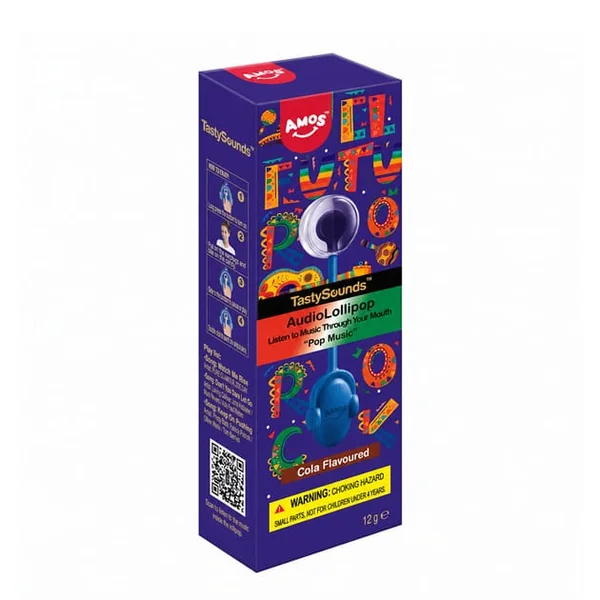 Amos Tasty Sounds Audio Lollipop 'Pop Music' 12g - Cola Flavour