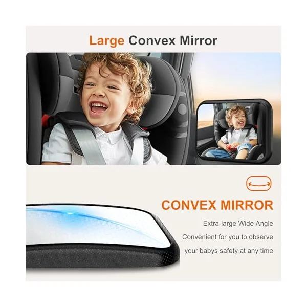 Anatec Baby Car Mirror, Car Seat Mirror for Rear Facing, Upgraded Safety Car Mirror for Infant Newborn with Hook Clip Design Non-Shaking Wide Crystal View Shatterproof Crash Tested Adjustable Easy