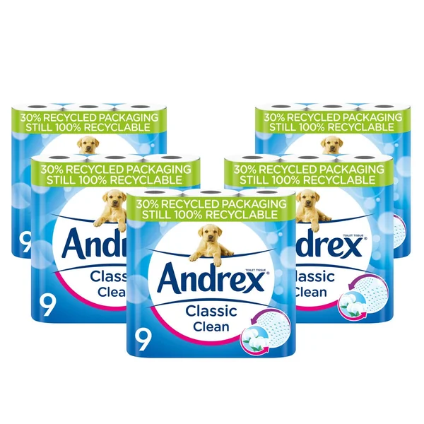 Andrex Classic Clean 2-Ply Toilet Tissue, 45 Rolls