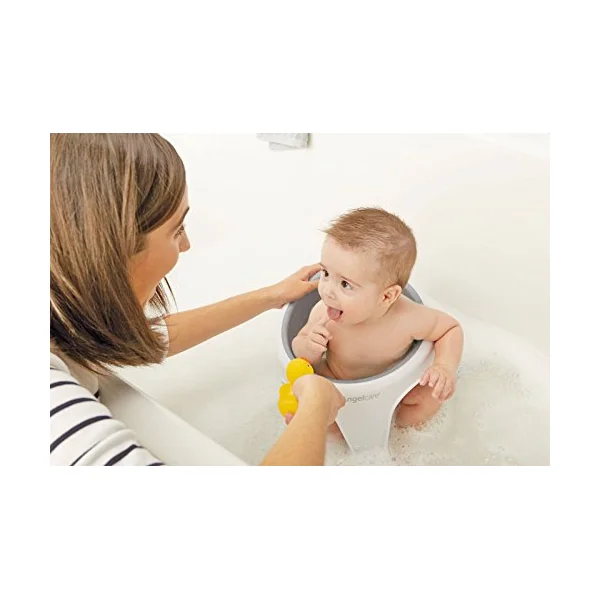 Angelcare - Baby Bath Seat - Soft Touch Support - Water Level Indicator - Fixation by Suction Cups - Grey