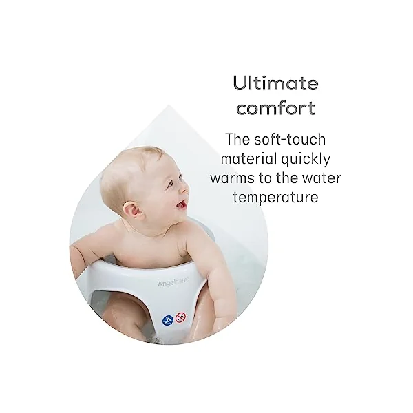 Angelcare - Baby Bath Seat - Soft Touch Support - Water Level Indicator - Fixation by Suction Cups - Grey