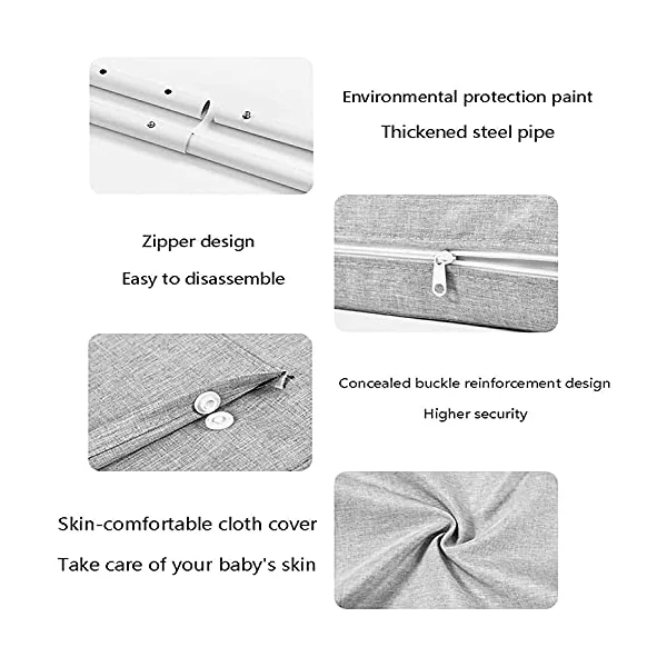 Anti-fall Bedside Baffle Fence, 1m-2m Bed Rail,Safety Bumper Rails & Kids - Height Adjustable Bed Side Rail Guard – Easy Fixing(Size:50CM,Color:Grey)